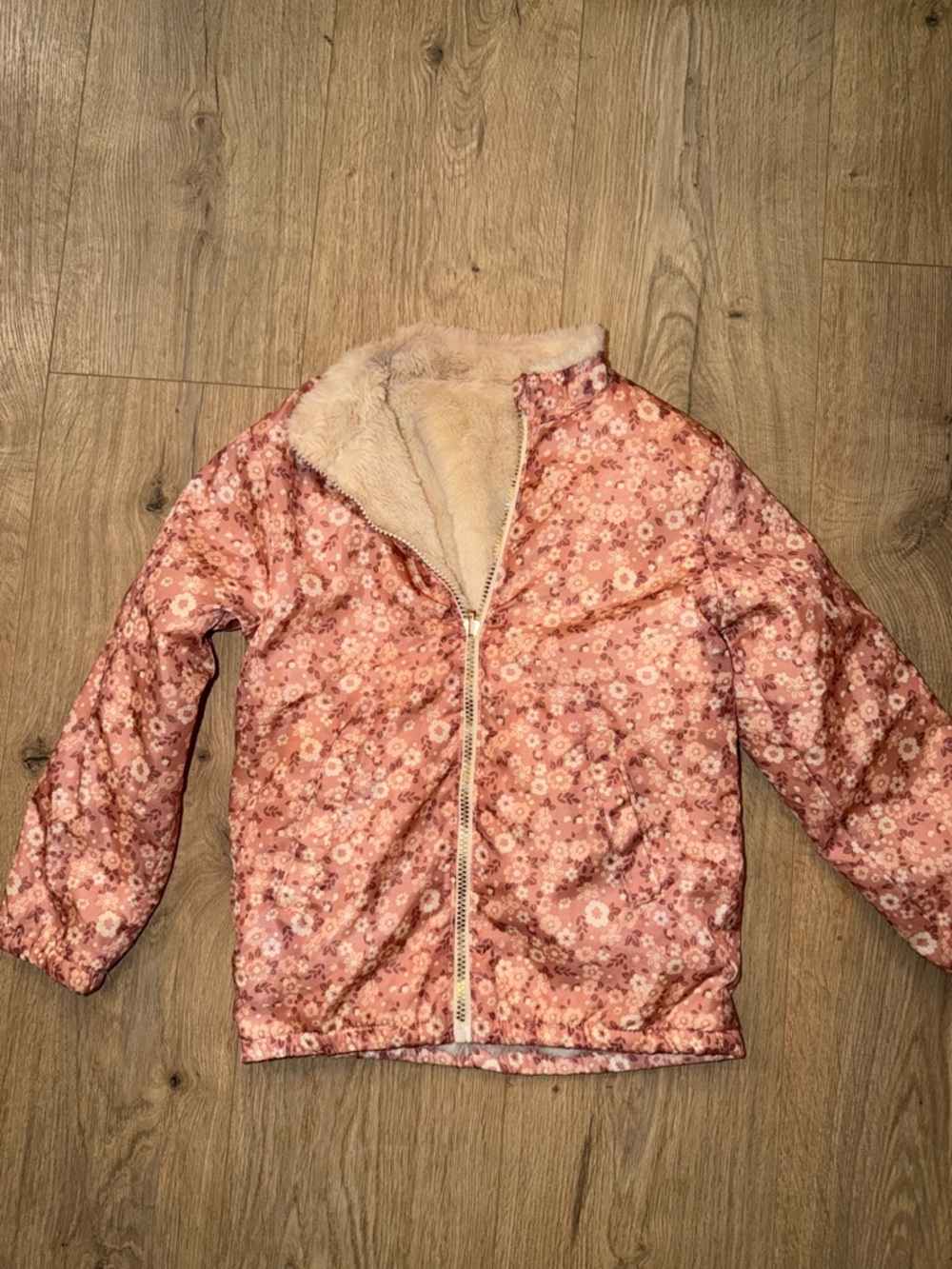 Floral Pink Reversible Sherpa Jacket